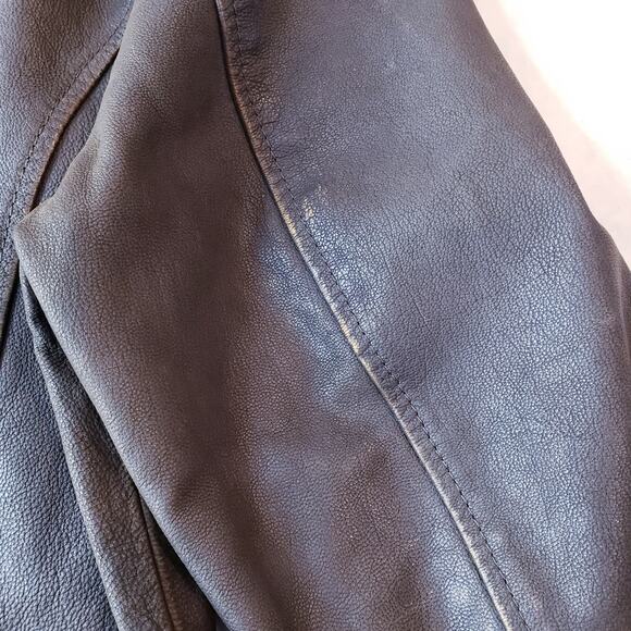 ISABELLA BIRD Pebbled Leather Brown Jacket Women's Petite Med Light Distressing - Picture 14 of 14